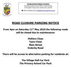 Road Closure - Additional Parking 
